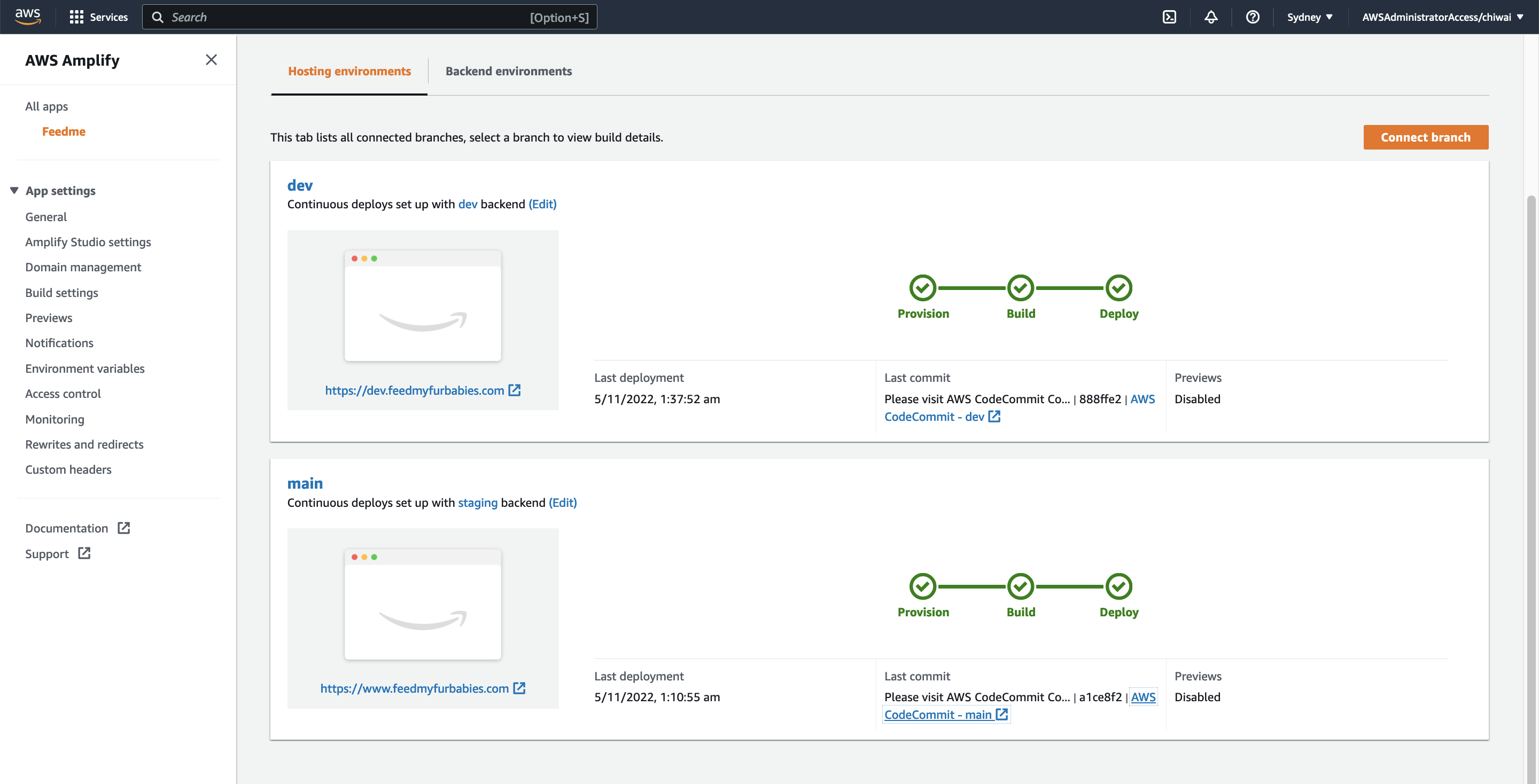 Amplify - Hosted Environments