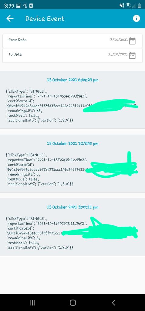 aws iot app device events