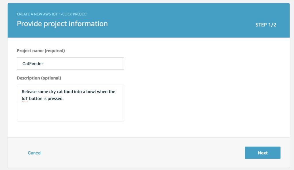 aws iot new project