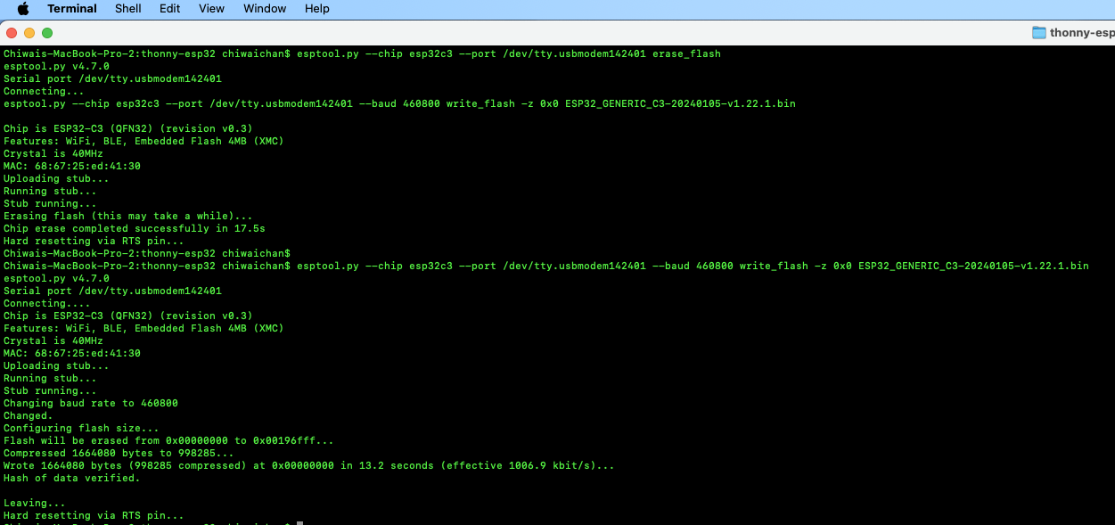 esptool Flashing Firmware
