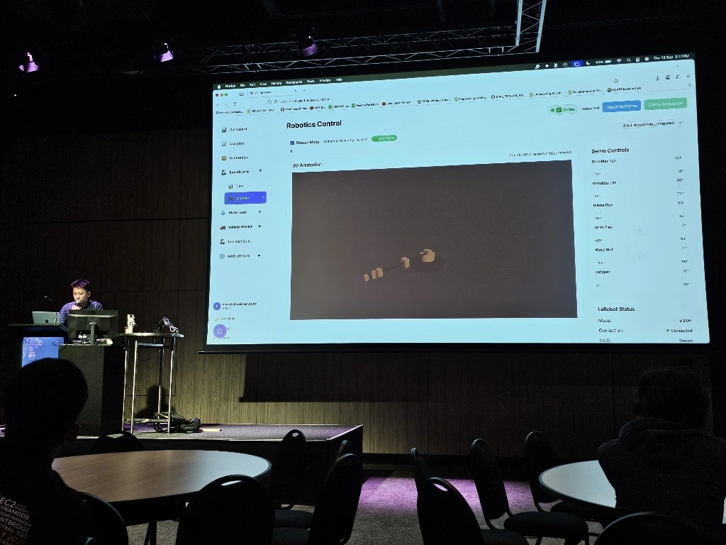Live demo of the robotics control page driving a robot arm