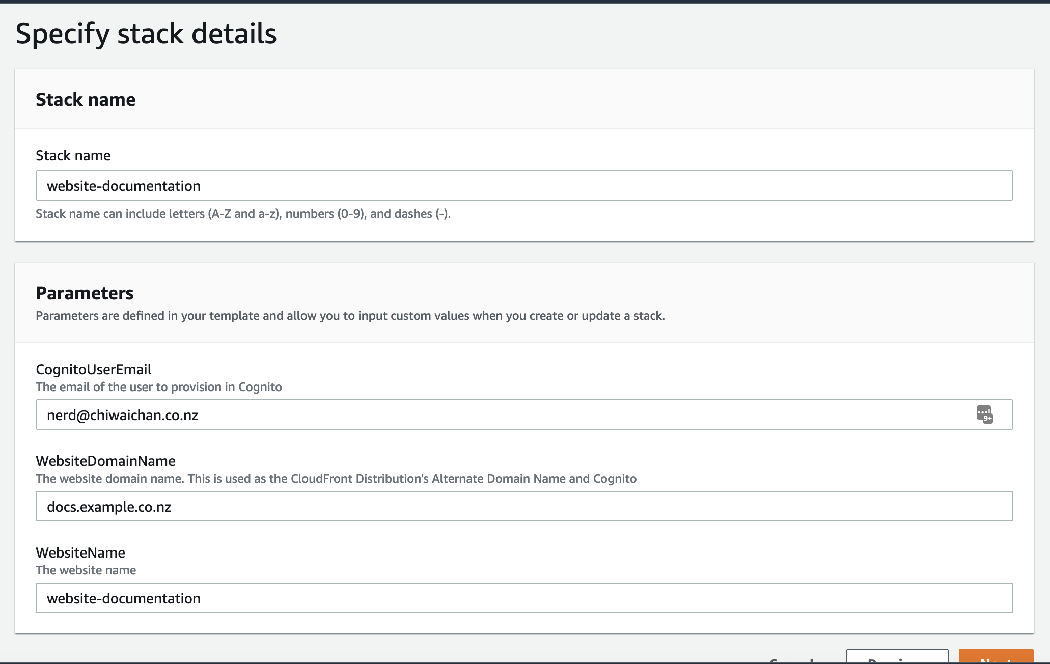 website infrastructure chiwaichan cloudformation create